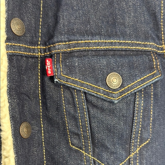 Levi’s Red Tab Sherpa Denim Jacket Wool Lined XS - Picture 4 of 14